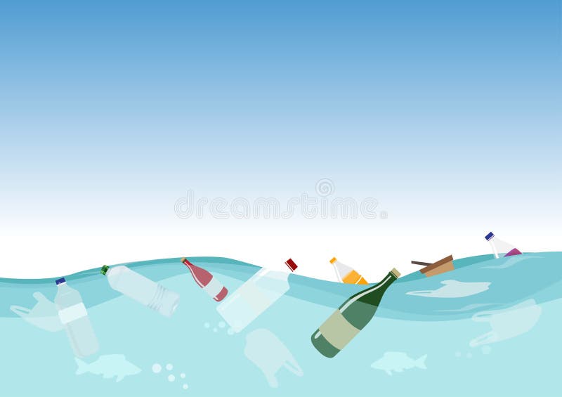 How to reduce plastic pollution in our oceans without floating garbage. Sustainability concept protecting the environment flat royalty free illustration