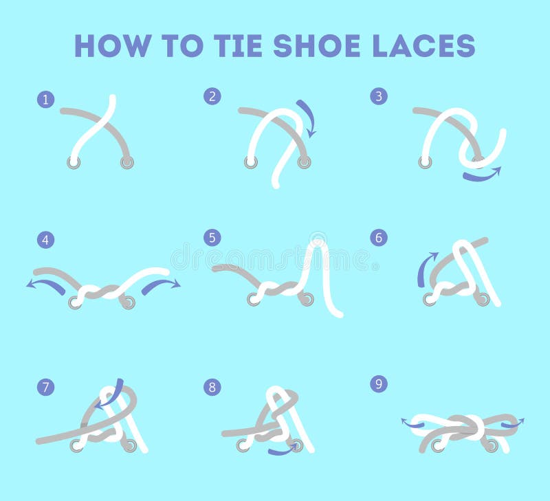 How To Tie Your Shoe Laces Instruction. Guide for Child Stock Vector ...