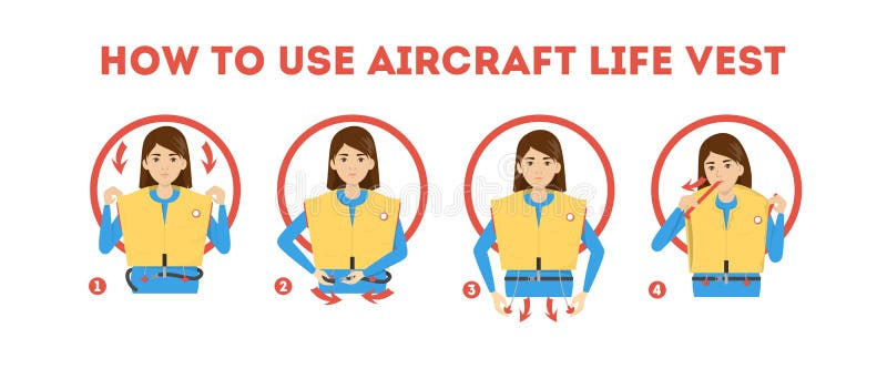 How to use airplane life jacket instruction. Demonstration