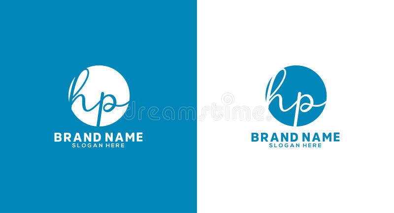 Hp Letter Handwriting Signature Logo hp Logo hp icon stock illustration