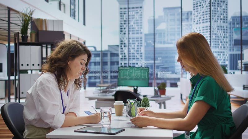 HR experts going through the selection process after the job interviews stock photos