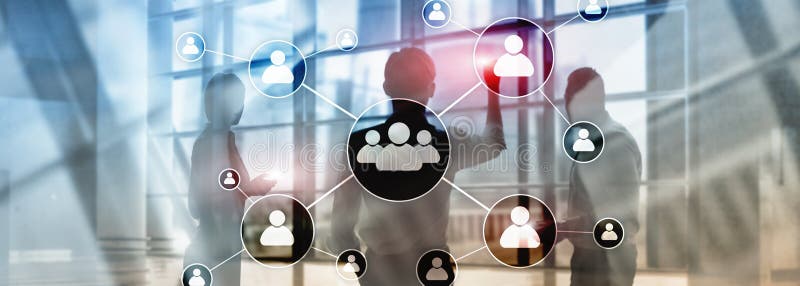 HR - Human resources management concept on blurred business center background. royalty free illustration