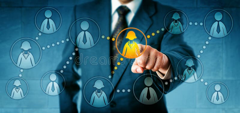 HR Manager Headhunting In Social Network stock photo
