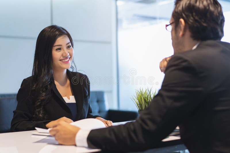HR Manager Interviewing Female Candidate Applicant Who Recruit Job in the  Office Stock Image - Image of employer, businessman: 198295345
