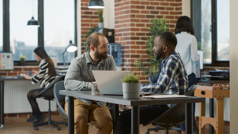 HR Recruiter Greeting Male Candidate at Job Interview Application Stock