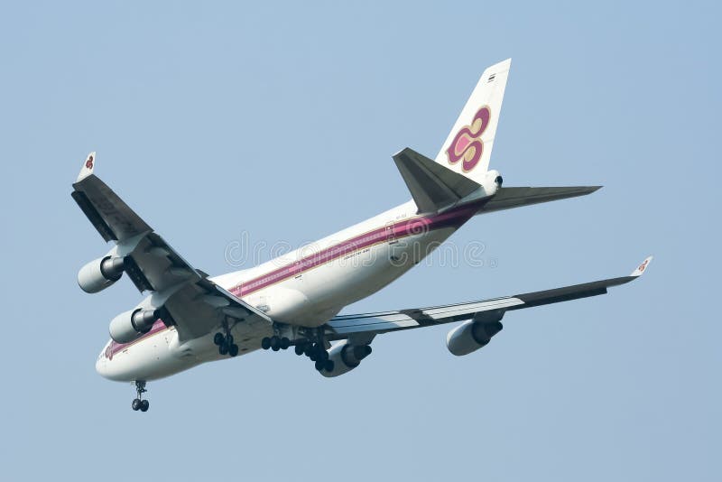 Hs-TGT Boeing 747-400 van Thaiairway stock fotografie Hs-TGT Boeing 747-400 van Thaiairway stock fotografie