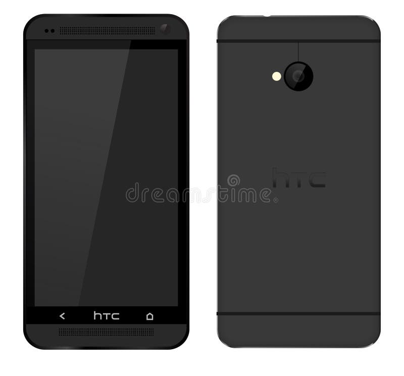 HTC One black color mobile phone illustration. (Additional Vector .EPS file is available.)