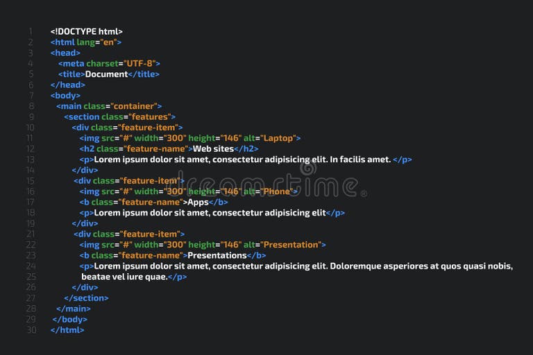 HTML Code Website. Coding, Programming Concept Stock Vector ...