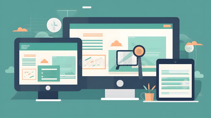 使用html css和javascript进行响应性网站设计. 此图像是使用ai创建的.
