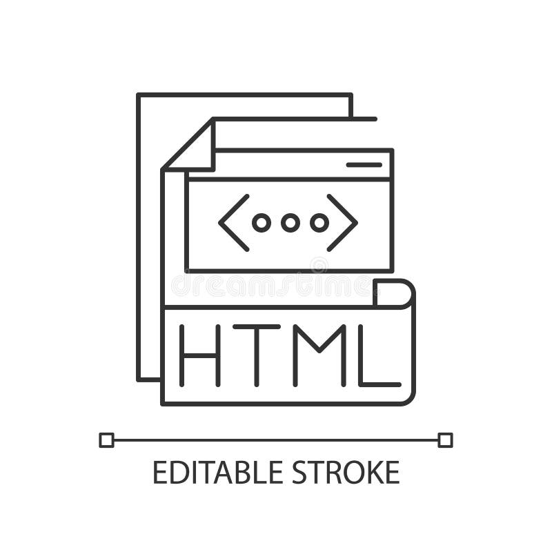HTML file pixel perfect linear icon royalty free illustration