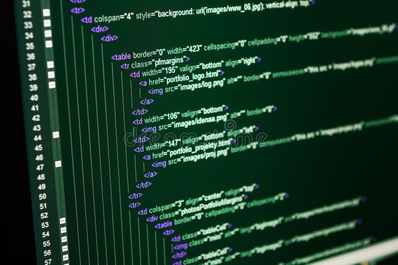 Program code on a monitor. Coding program data stock images, royalty-free photos and pictures