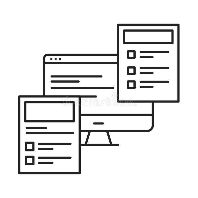 前端开发黑线图标 使用HTML、CSS和 库存例证