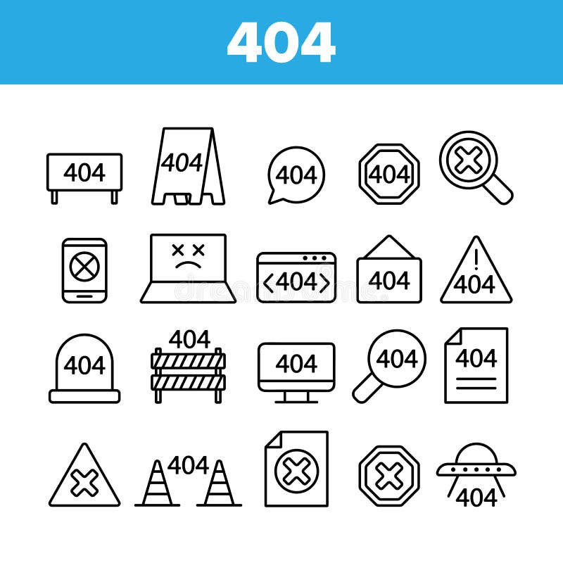 404 HTTP Error Message Vector Linear Icons Set royalty free illustration