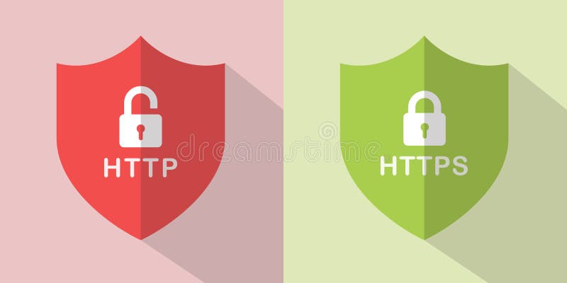 Εικονίδια ασφάλειας HTTP και HTTPS διανυσματική απεικόνιση