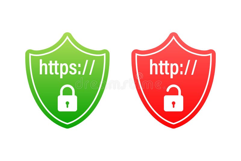 Http and https protocols on shield royalty free illustration