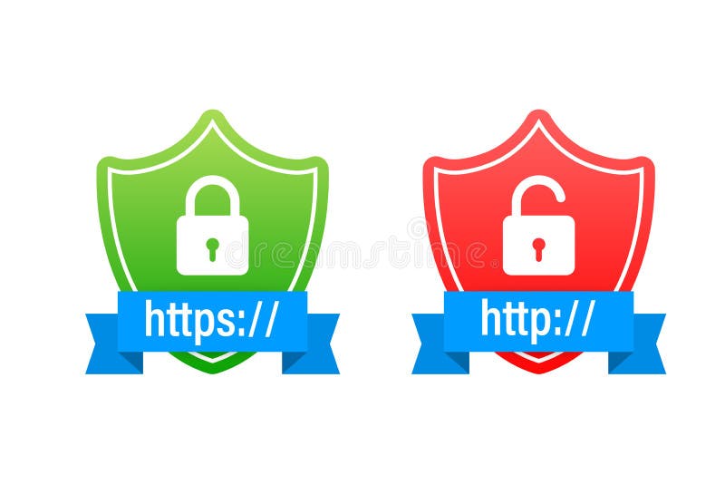 Http and https protocols on shield royalty free illustration