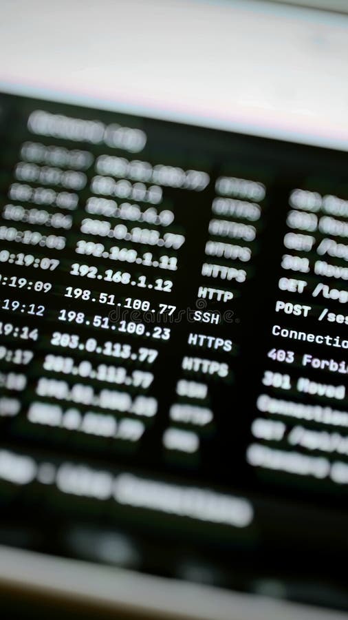 Сетевой журнал с записями HTTP, HTTPS и SSH иллюстрация штока