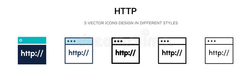 Http icon in filled, thin line, outline and stroke style. Vector illustration of two colored and black http vector icons designs stock illustration