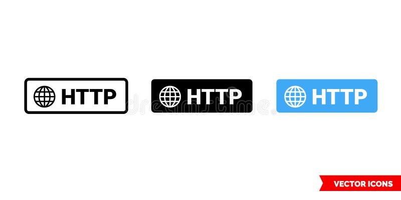 HTTP symbol icon of 3 types color, black and white, outline. Isolated vector sign symbol royalty free illustration