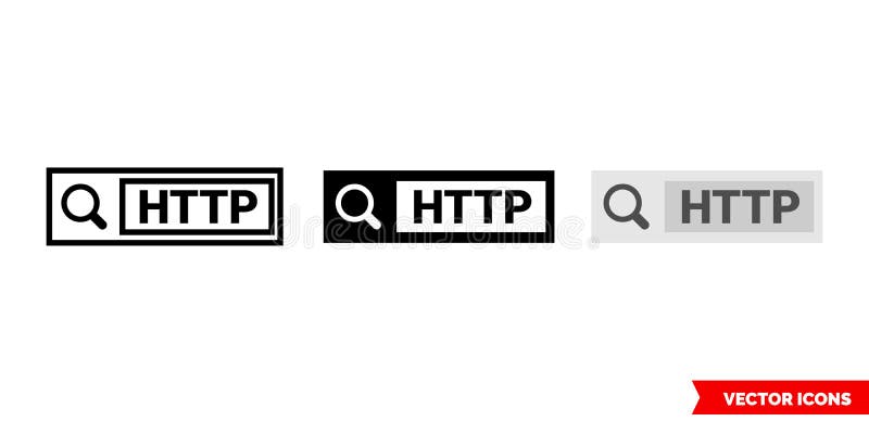 HTTP symbol icon of 3 types color, black and white, outline. Isolated vector sign symbol stock illustration