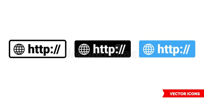 HTTP symbol icon of 3 types color, black and white, outline. Isolated vector sign symbol stock illustration