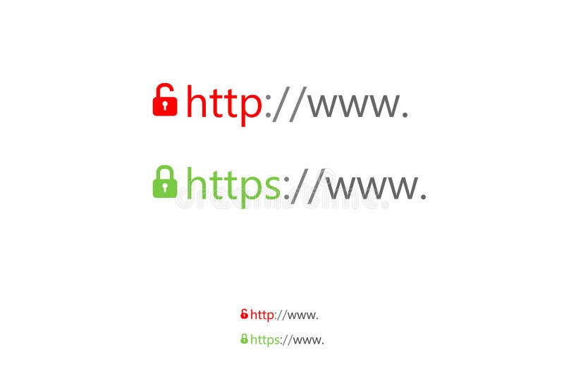 Sichere Und Nicht Sichere Vektor-Illustrationen HTTP Vektor Abbildung