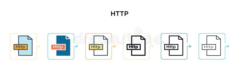 Http vector icon in 6 different modern styles. Black, two colored http icons designed in filled, outline, line and stroke style. vector illustration