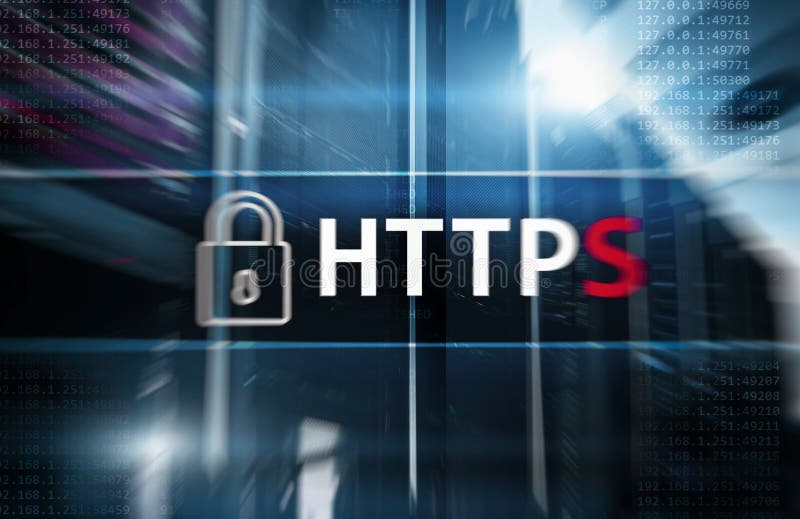 HTTPS, безопасный протокол передачи данных используемый на Всемирном Вебе стоковая фотография rf