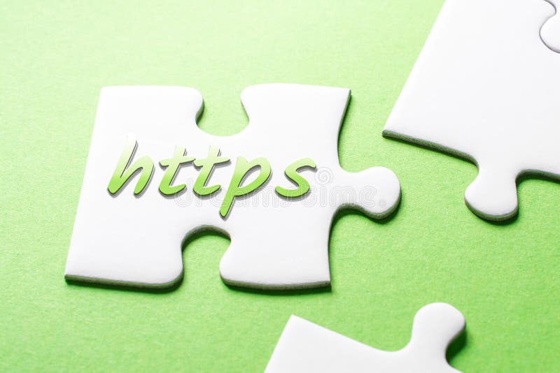 Слово HTTPS в отсутствующей мозаике части стоковое фото