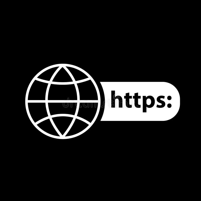 Земля и https для веб-значков и символов на черном фоне иллюстрация вектора