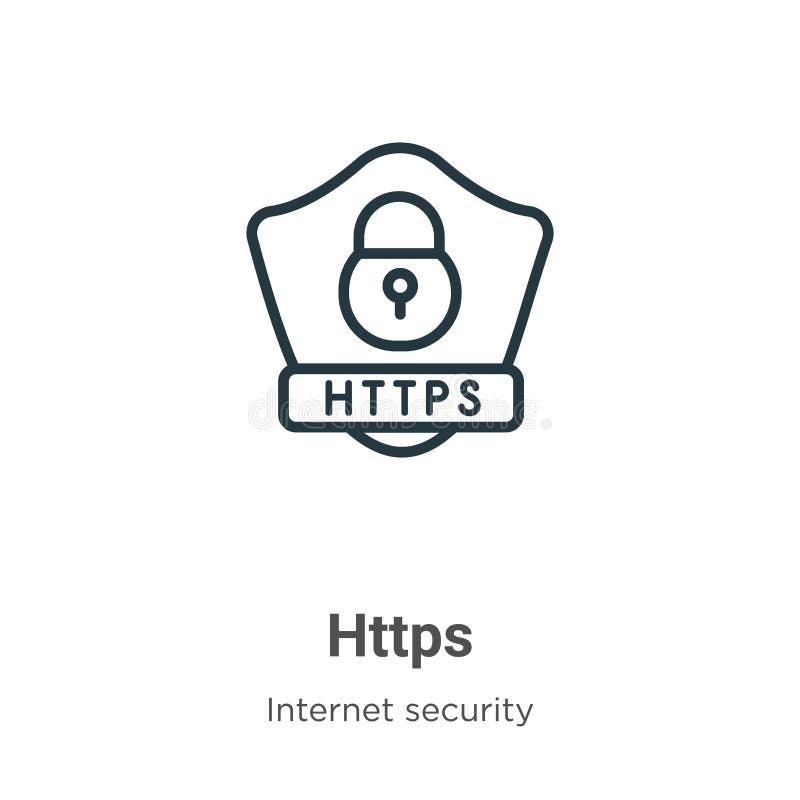 Значок вектор плана Https Тонкая грань значок https черного, иллюстрация элемента плоского вектора простая от редактируемое безоп бесплатная иллюстрация