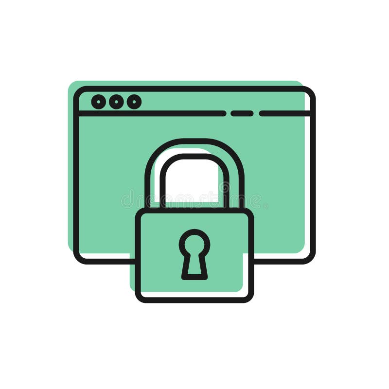 Черная линия безопасная ваш сайт со значком на белом фоне изоляции https, ssl. Комуникационный протокол интернета. Вектор иллюстрация вектора
