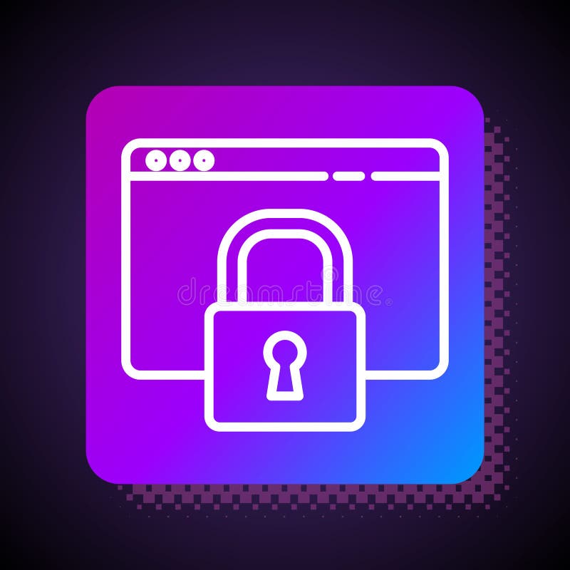 Белая линия безопасная ваш сайт со значком на черном фоне изоляции https, ssl. Комуникационный протокол интернета. Площадь иллюстрация штока