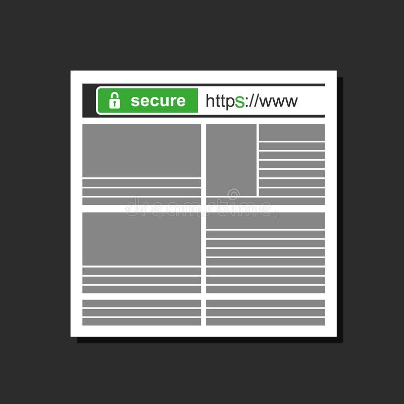 Сейф протокола https и безопасной для просмотра веб-страниц иллюстрация штока