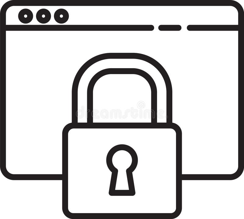 Черная линия безопасная ваш сайт со значком на белом фоне изоляции https, ssl. Комуникационный протокол интернета. Вектор бесплатная иллюстрация