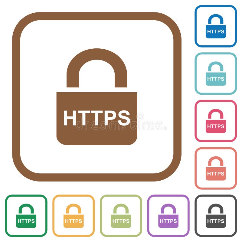 Значки безопасного протокола https простые бесплатная иллюстрация