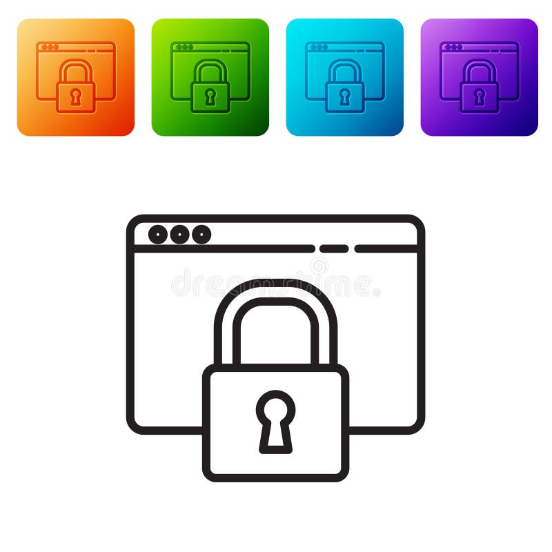 Черная линия безопасная ваш сайт со значком на белом фоне изоляции https, ssl. Комуникационный протокол интернета. Отель бесплатная иллюстрация