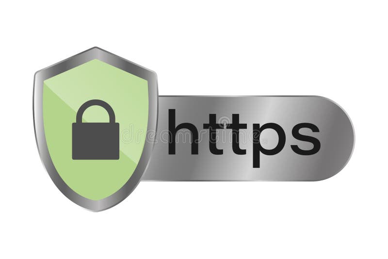 Https. Ασφαλής και αξιόπιστη περιήγηση. Εικονίδιο ασφαλούς σύνδεσης. Διανυσματικές εικονογραφήσεις απεικόνιση αποθεμάτων