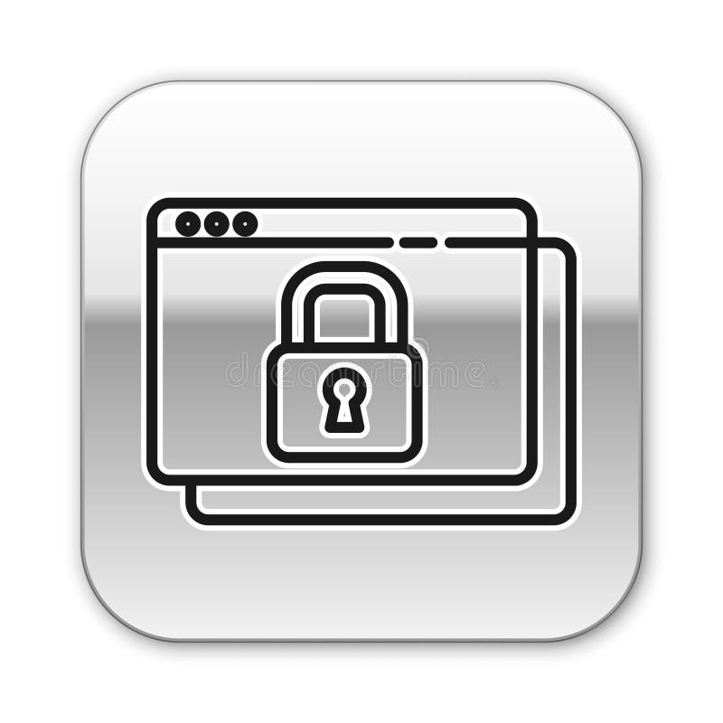 Черная линия. Защитите свой сайт с помощью HTTPS, значок SSL, изолированный на белом фоне. Протокол интернет-связи. Серебряный ква бесплатная иллюстрация