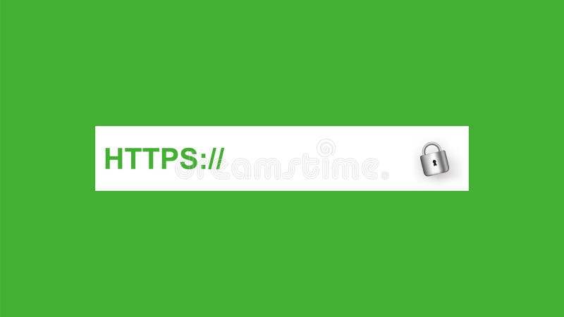 Ασφαλές https. Πρωτόκολλο ασφαλούς σύνδεσης με web πιστοποιητικό και πράσινα γράμματα σε λευκό πάνελ απεικόνιση αποθεμάτων