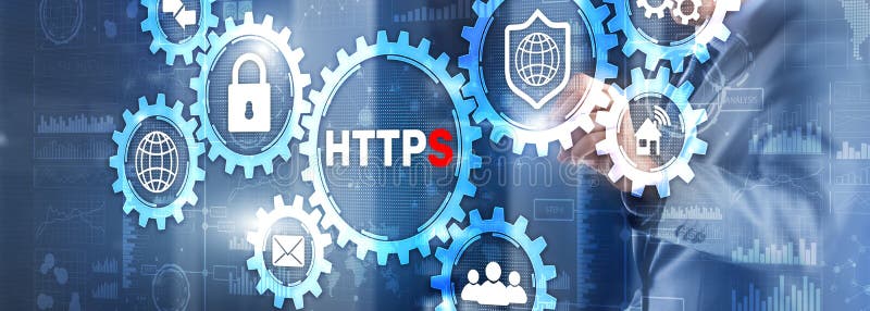 Φόντο με την επιγραφή HTTPS. Έννοια ασφάλειας στο Διαδίκτυο 2021 στοκ εικόνες
