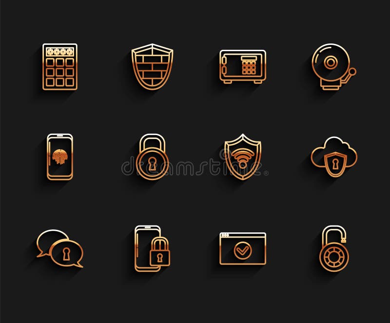 установить линейную защиту персональных данных защитить ваш сайт https ssl безопасная комбинация блокировка колес облачный щит и щ иллюстрация штока