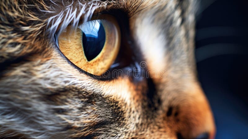 猫脸特写背景. 黄色双眼肖像的美猫 库存例证