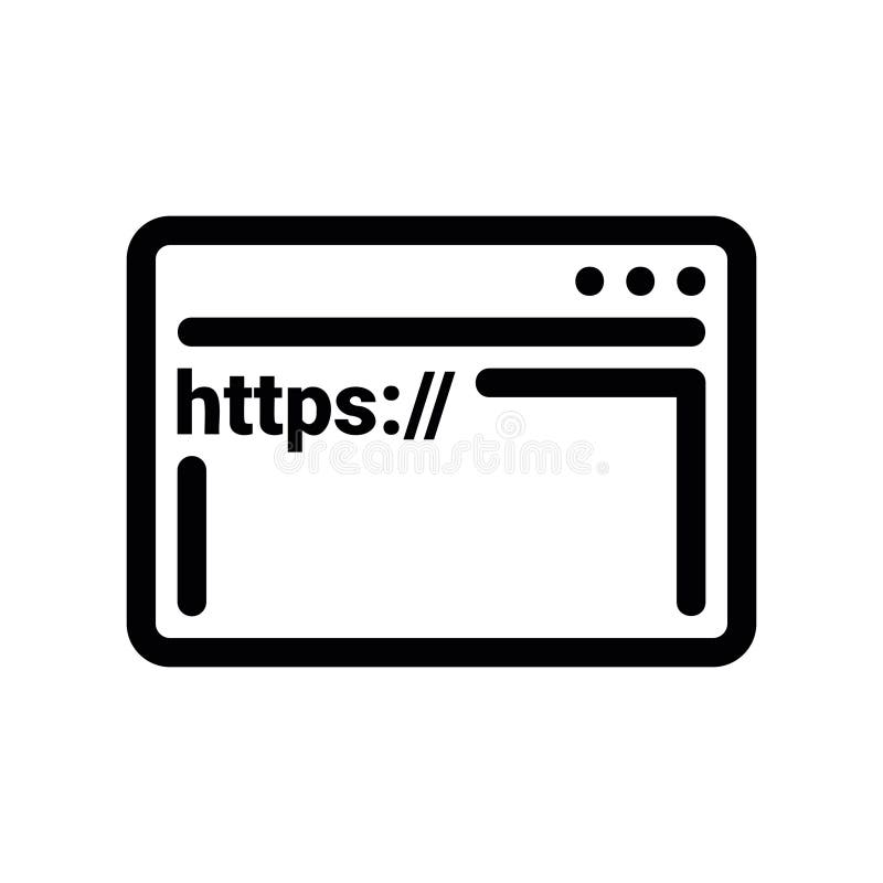 Контур окна веб-браузера с безопасной адресной строкой HTTPS иллюстрация вектора