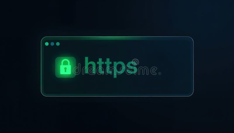 浏览器地址栏中发光的安全HTTPS连接锁形图标，网络安全概念 皇族释放例证