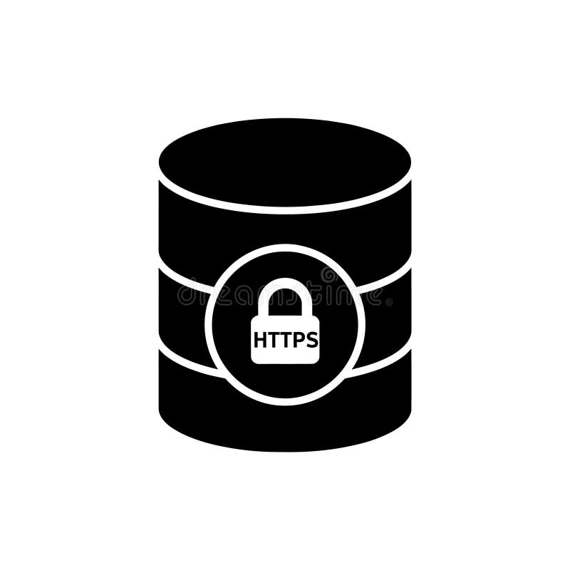 Значок безопасного HTTPS-соединения с базой данных иллюстрация штока