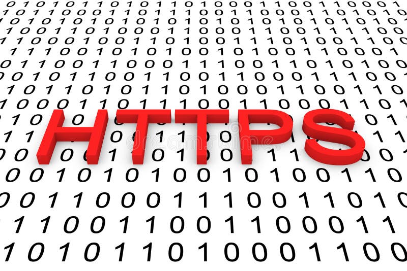 HTTPS. As a binary code 3D illustration. Programming syntax code illustrations