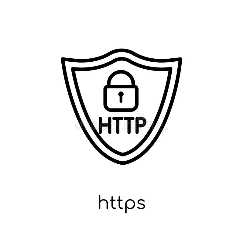 Https图标 在白色的时髦现代平的线性传染媒介Https象 向量例证