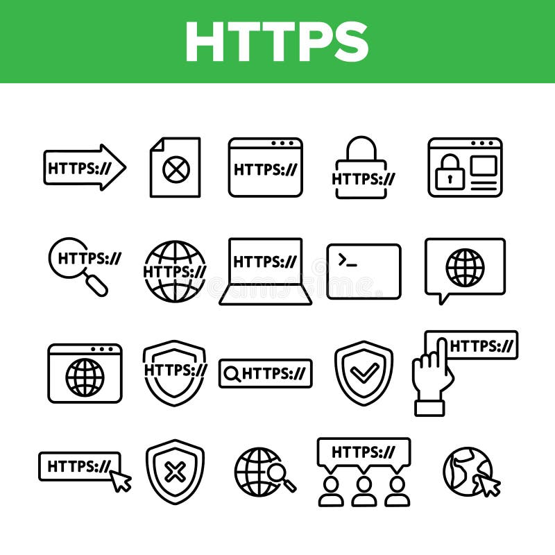 集合HTTPS元素矢量符号图标集 库存例证