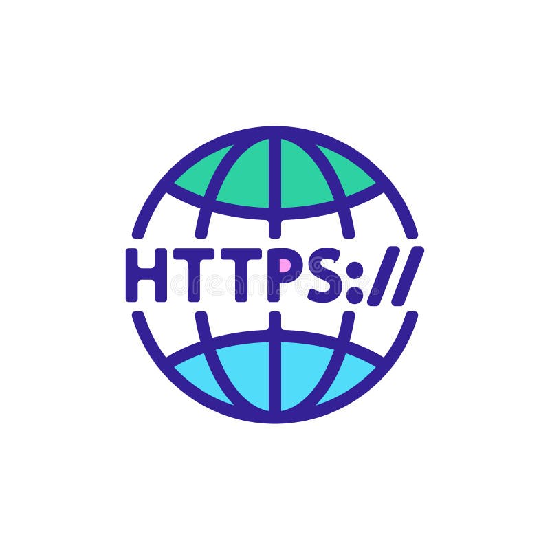 Https协议矢和载体. 被隔离的轮廓标志说明 向量例证